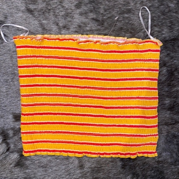 Bluenotes striped multi colour strapless cropped top Sz S - Picture 3 of 8